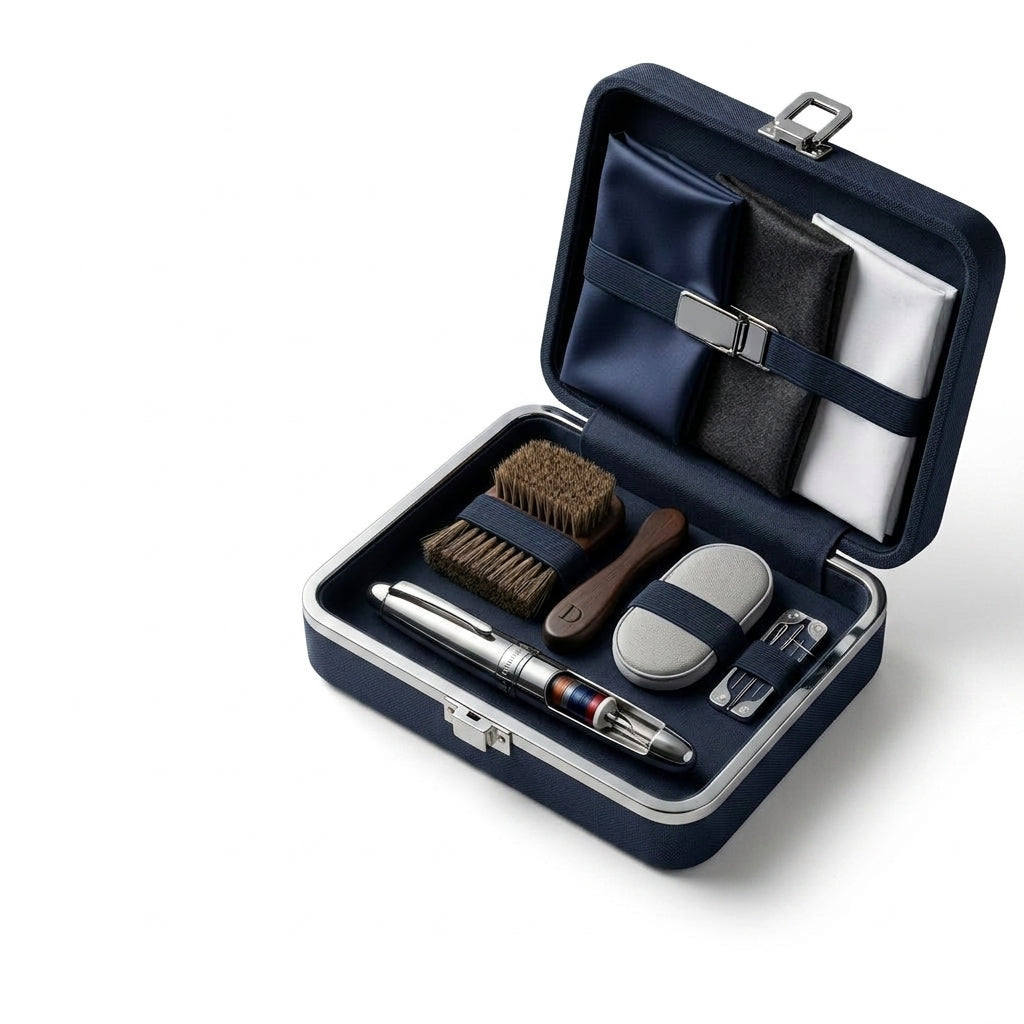 Duwenauu™ Premium Fabric Care & Travel Organizer Kit | Luxury Business Travel Sewing Set with Easy-Repair Thread Applicator, Compact Lint Brushes, and Modular Pocket Square Dividers for Discerning Gentlemen