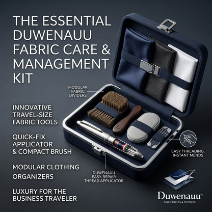 Duwenauu™ Premium Fabric Care & Travel Organizer Kit | Luxury Business Travel Sewing Set with Easy-Repair Thread Applicator, Compact Lint Brushes, and Modular Pocket Square Dividers for Discerning Gentlemen