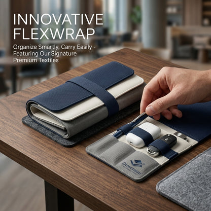 Duwenauu™ FlexWrap Tech Organizer | Premium Roll-Up EDC Travel Pouch | Minimalist Cable Organizer & Accessory Wrap for Pens, Keys, Earbuds & Everyday Essentials