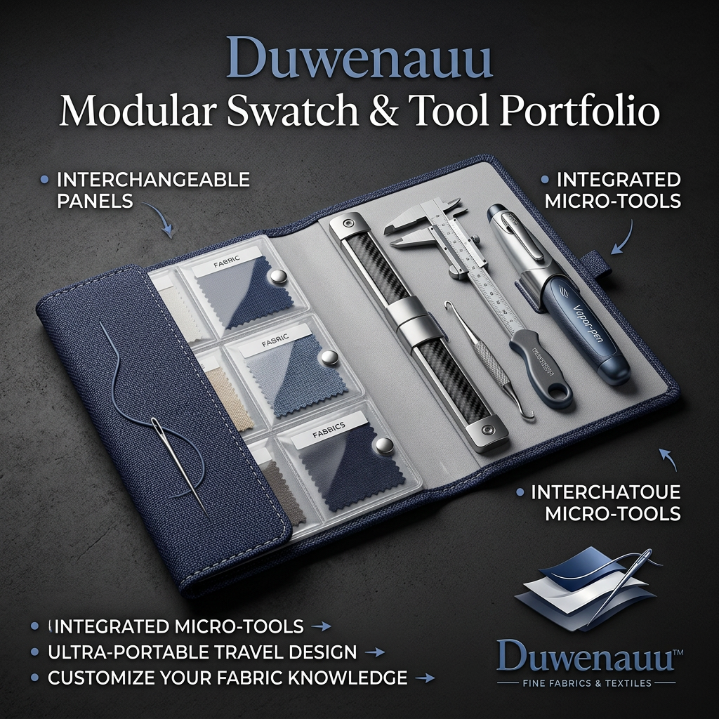 Duwenauu™ Modular Fabric Swatch Organizer & Textile Tool Portfolio | Professional Fashion Design Kit with Interchangeable Panels, Precision Caliper, Hook Tool, and Fabric Marking Pen | Premium Travel Case for Tailors, Designers & Textile Sourcing