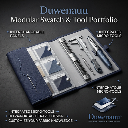 Duwenauu™ Modular Fabric Swatch Organizer & Textile Tool Portfolio | Professional Fashion Design Kit with Interchangeable Panels, Precision Caliper, Hook Tool, and Fabric Marking Pen | Premium Travel Case for Tailors, Designers & Textile Sourcing