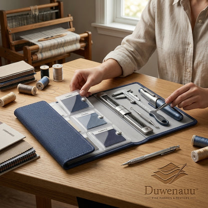 Duwenauu™ Modular Fabric Swatch Organizer & Textile Tool Portfolio | Professional Fashion Design Kit with Interchangeable Panels, Precision Caliper, Hook Tool, and Fabric Marking Pen | Premium Travel Case for Tailors, Designers & Textile Sourcing