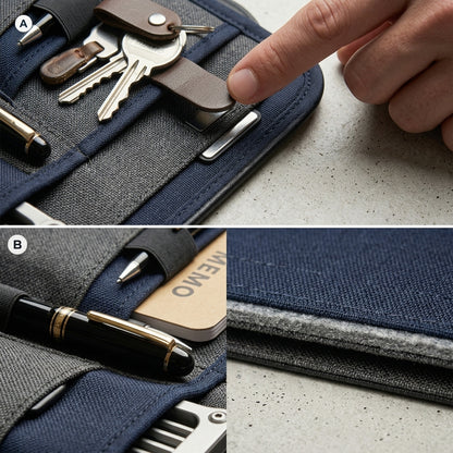 Duwenauu™ Premium Fine Fabric Briefcase Organizer Insert | Multi-Pocket Tech & Office Essentials Portfolio | Sleek Business Travel Organizer Sleeve with Magnetic Closures for Pens, Keys, Notebooks & EDC Tools