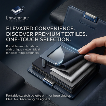 Duwenauu™ Premium Leather Fabric Swatch Palette with Built-in Magnifying Viewer | Portable Textile Organizer & Sample Book for Interior Designers, Architects & Fashion Stylists | Deluxe Material Presentation Binder