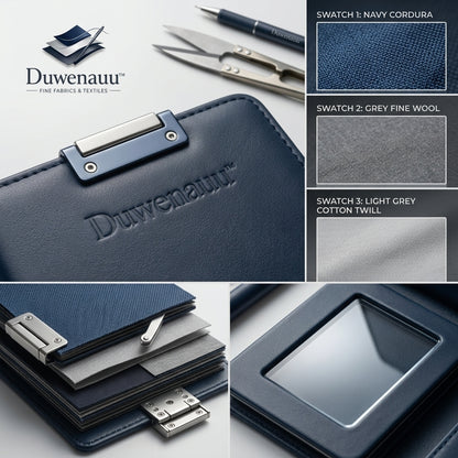 Duwenauu™ Premium Leather Fabric Swatch Palette with Built-in Magnifying Viewer | Portable Textile Organizer & Sample Book for Interior Designers, Architects & Fashion Stylists | Deluxe Material Presentation Binder